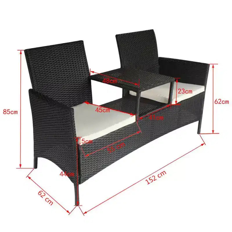 2-Seater Patio Sofa with Side Table in Various Colors