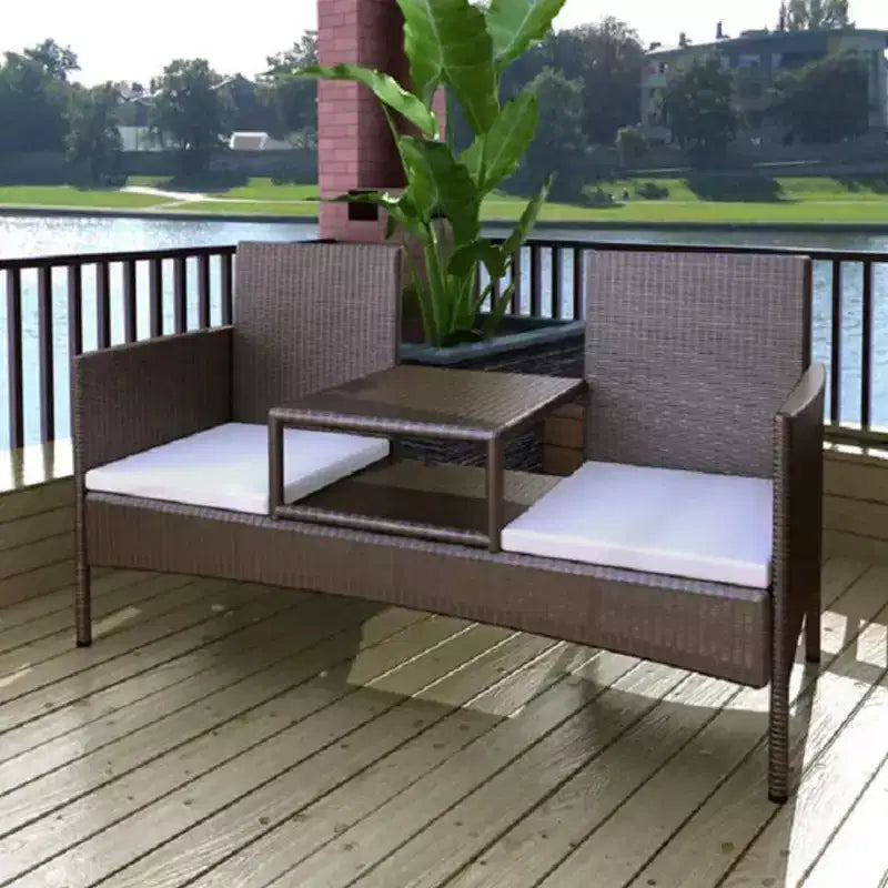 2-Seater Patio Sofa with Side Table in Various Colors