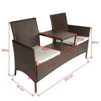 2-Seater Patio Sofa with Side Table in Various Colors