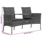 2-Seater Patio Sofa with Side Table in Various Colors