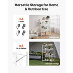 VEVOR 4-Tier Foldable Storage Shelf, 36W x 21D x 60 H Inch Folding Metal Rack Shelving Unit, No Assembly Organizer Shelf with 5 Wheels&4 Hooks,White