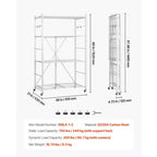 VEVOR 4-Tier Foldable Storage Shelf, 36W x 21D x 60 H Inch Folding Metal Rack Shelving Unit, No Assembly Organizer Shelf with 5 Wheels&4 Hooks,White