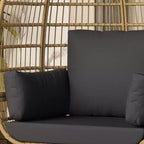Wicker Egg Chair with Soft Cushion and Steel Frame, Rattan Patio Lounge Chairs for Patio, Backyard, Living Room, Bedroom