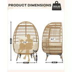 Wicker Egg Chair with Soft Cushion and Steel Frame, Rattan Patio Lounge Chairs for Patio, Backyard, Living Room, Bedroom