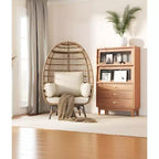 Wicker Egg Chair with Soft Cushion and Steel Frame, Rattan Patio Lounge Chairs for Patio, Backyard, Living Room, Bedroom