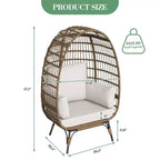 Wicker Egg Chair with Soft Cushion and Steel Frame, Rattan Patio Lounge Chairs for Patio, Backyard, Living Room, Bedroom