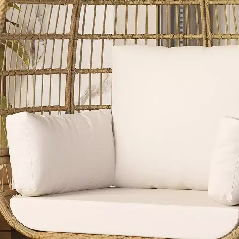 Wicker Egg Chair with Soft Cushion and Steel Frame, Rattan Patio Lounge Chairs for Patio, Backyard, Living Room, Bedroom
