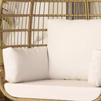 Wicker Egg Chair with Soft Cushion and Steel Frame, Rattan Patio Lounge Chairs for Patio, Backyard, Living Room, Bedroom