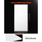 VEVOR HDPE Plastic Sheet Board, 1 Pack High Density Polyethylene Sheet Plastic Panel, 24 x 48 Inch 1/2 Inch Thick, White