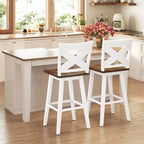 Costway 29'' Swivel Barstools Set of 2 w/Backrest Large Seat Footrest for Kitchen Island