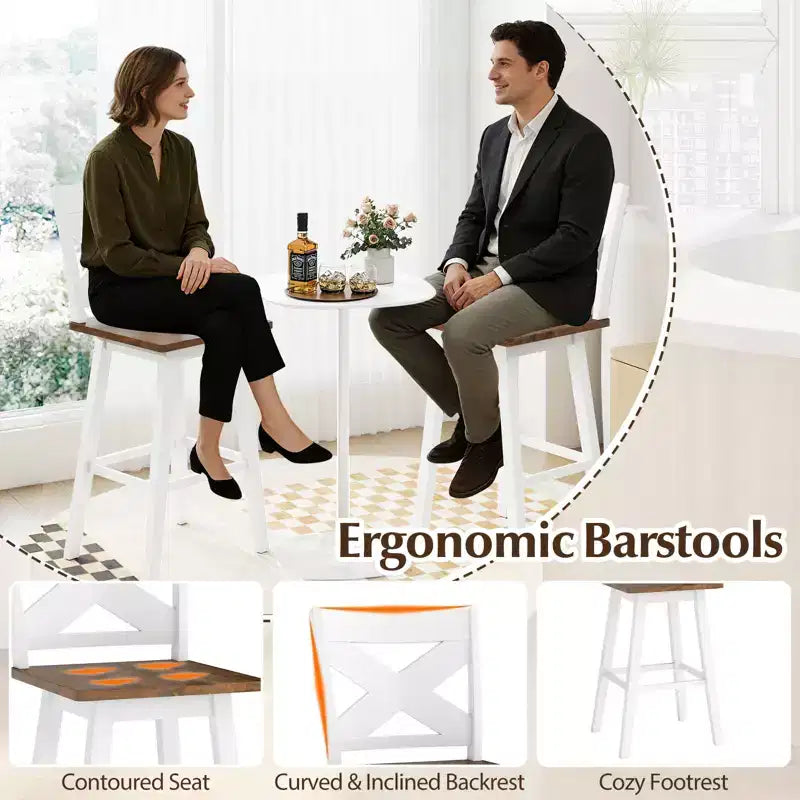 Costway 29'' Swivel Barstools Set of 2 w/Backrest Large Seat Footrest for Kitchen Island
