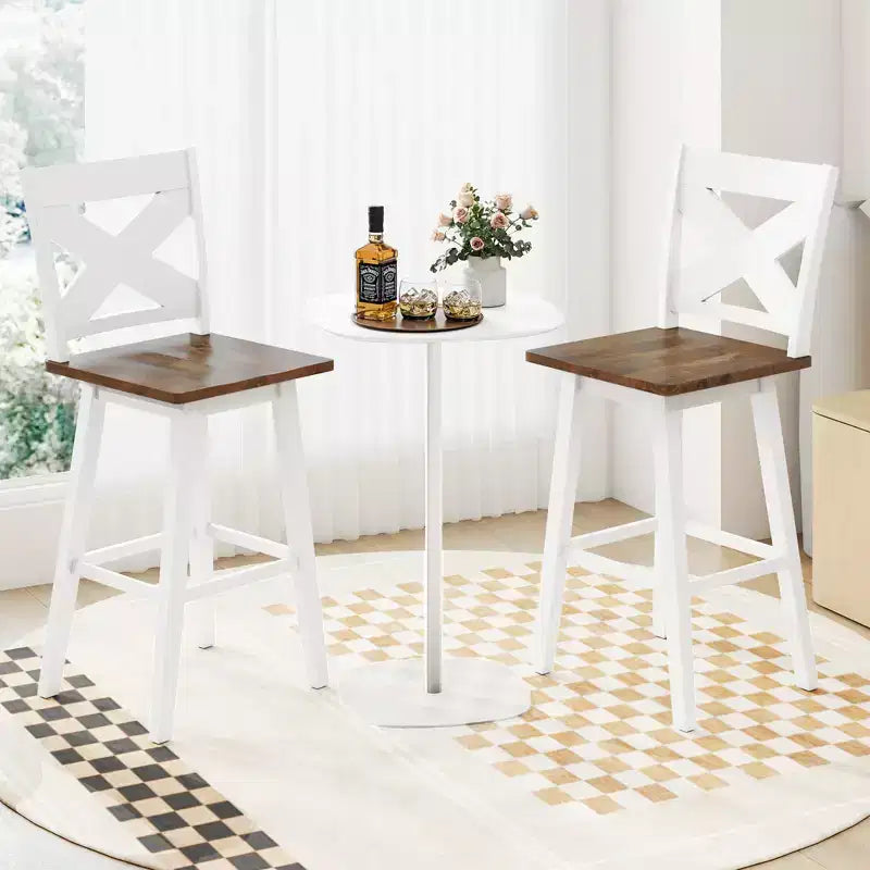 Costway 29'' Swivel Barstools Set of 2 w/Backrest Large Seat Footrest for Kitchen Island