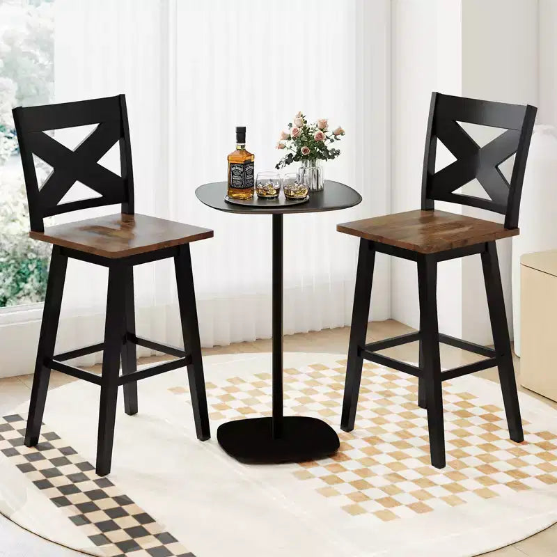 Costway 29'' Swivel Barstools Set of 2 w/Backrest Large Seat Footrest for Kitchen Island
