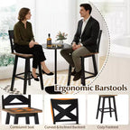 Costway 29'' Swivel Barstools Set of 2 w/Backrest Large Seat Footrest for Kitchen Island