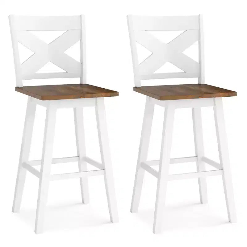 Costway 29'' Swivel Barstools Set of 2 w/Backrest Large Seat Footrest for Kitchen Island