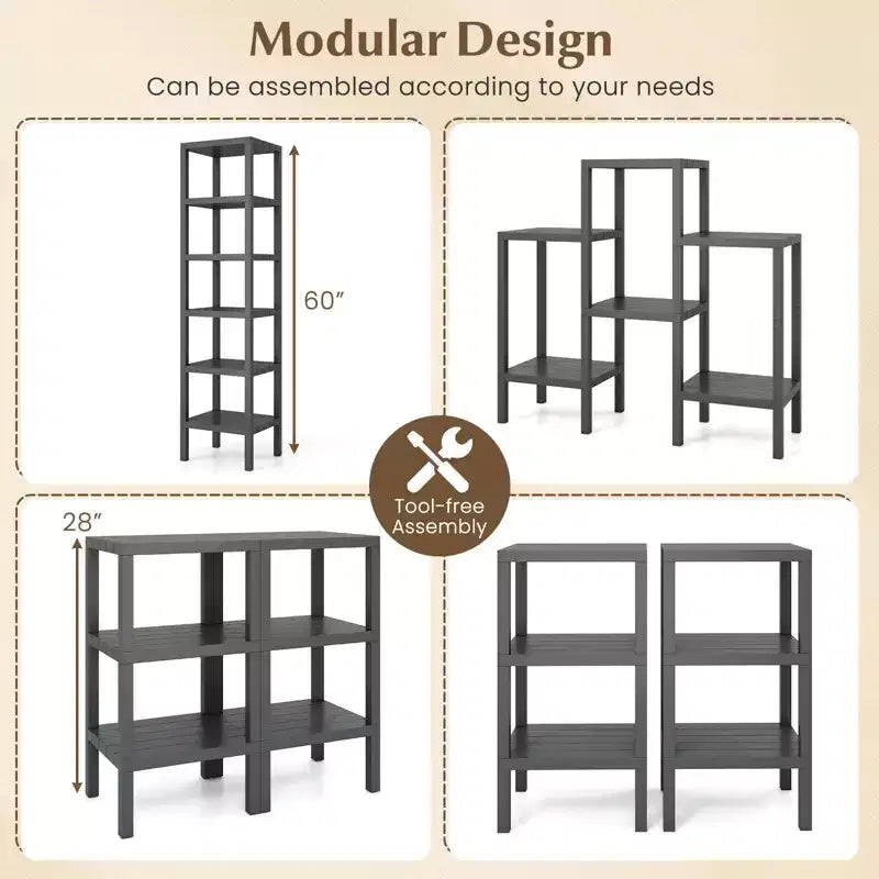 Costway 6-Tier Plastic Modular Storage Shelves Open Display Utility Shelving Unit