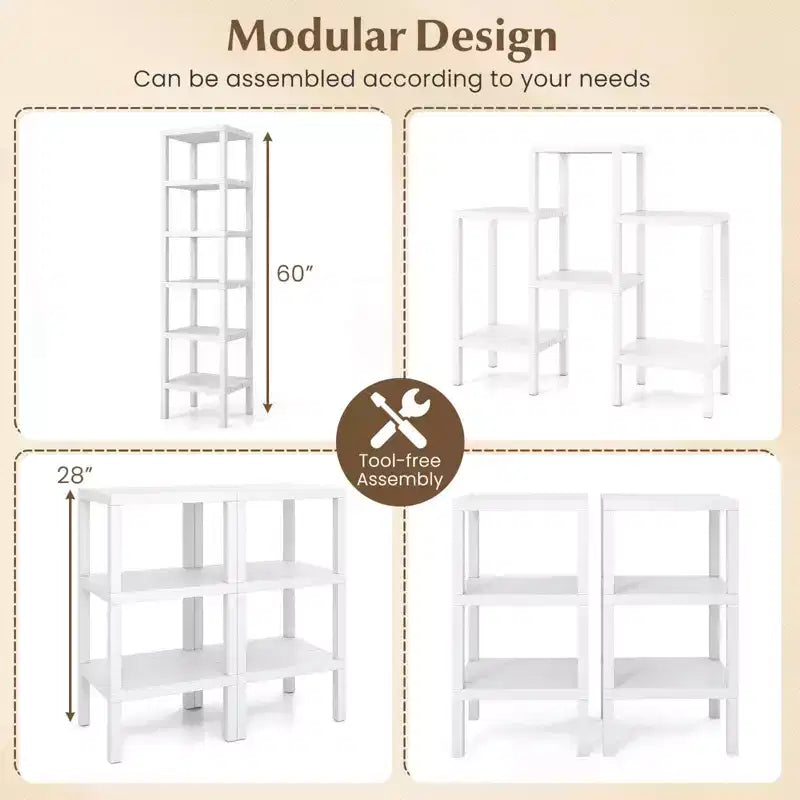 Costway 6-Tier Plastic Modular Storage Shelves Open Display Utility Shelving Unit