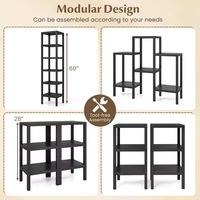Costway 6-Tier Plastic Modular Storage Shelves Open Display Utility Shelving Unit