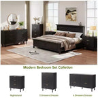 Wave Fluted 5 Drawer Dresser for Bedroom, Modern Wood Chest of Drawers with Wide Drawers, Wood Nursery Dresser with Metal Legs for Hallway Entryway