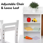 White Study Desk and Chair Set with Bookshelf, Bulletin Board, and Cabinets - Ideal for Boys and Girls Ages 3-8