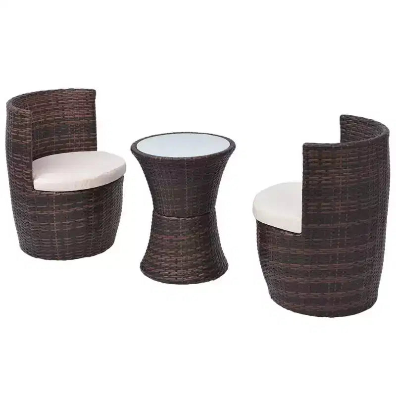 vidaXL Patio Bistro Set Patio Round Table Set Conversation Set Rattan