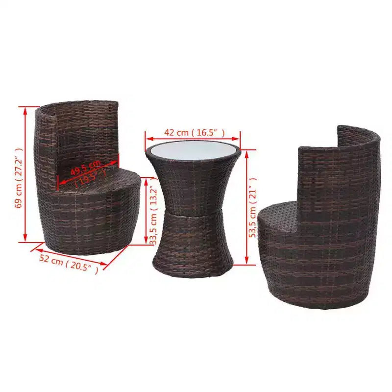 vidaXL Patio Bistro Set Patio Round Table Set Conversation Set Rattan