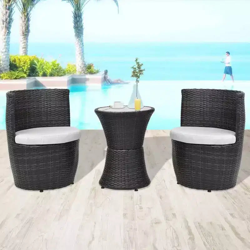 vidaXL Patio Bistro Set Patio Round Table Set Conversation Set Rattan