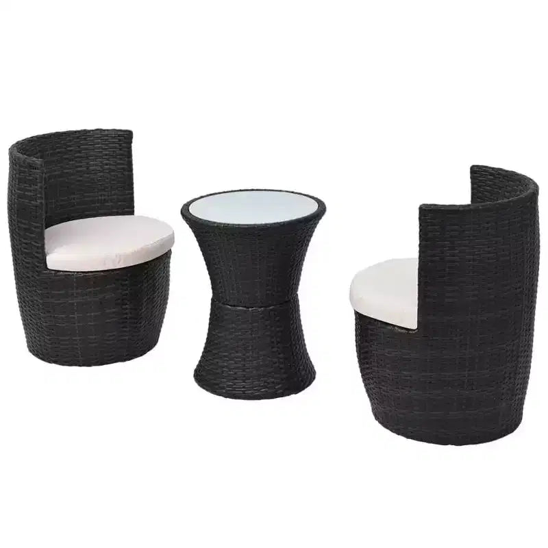 vidaXL Patio Bistro Set Patio Round Table Set Conversation Set Rattan