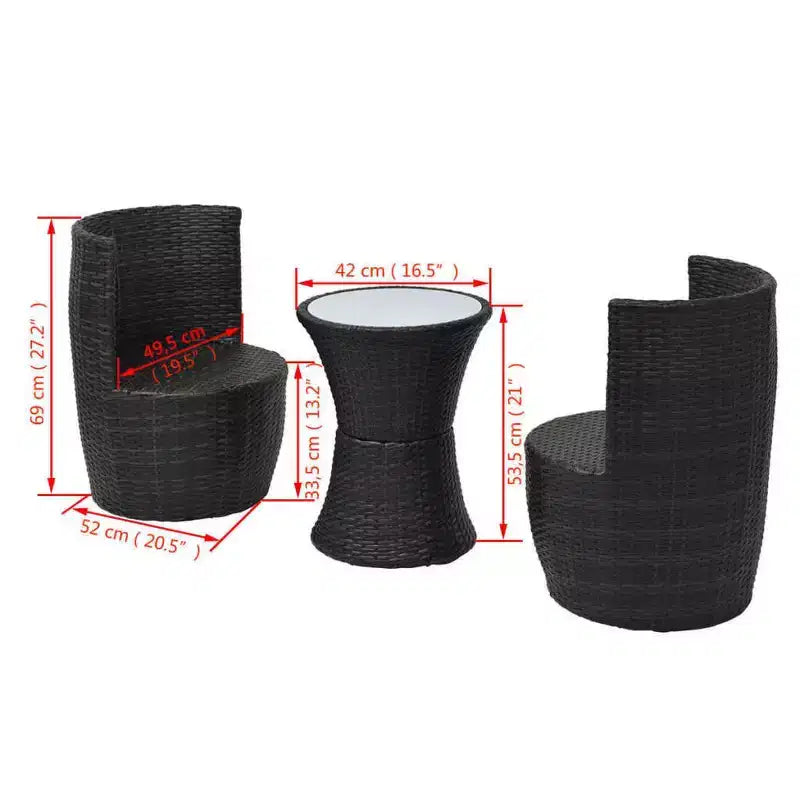 vidaXL Patio Bistro Set Patio Round Table Set Conversation Set Rattan