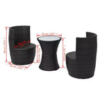 vidaXL Patio Bistro Set Patio Round Table Set Conversation Set Rattan