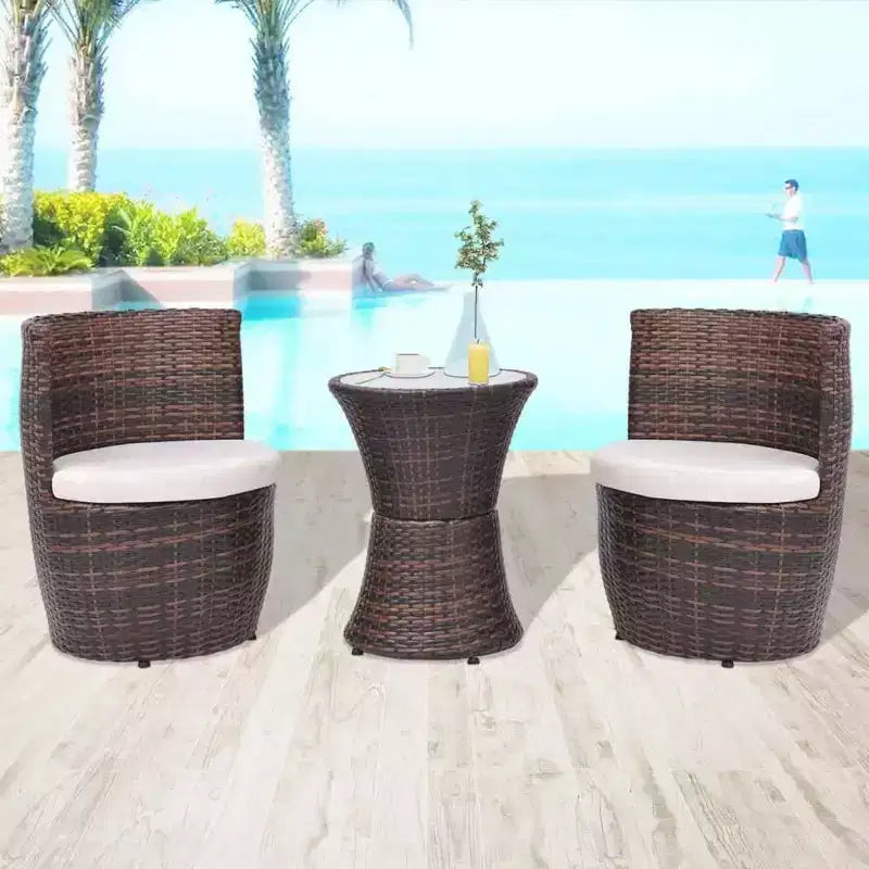 vidaXL Patio Bistro Set Patio Round Table Set Conversation Set Rattan