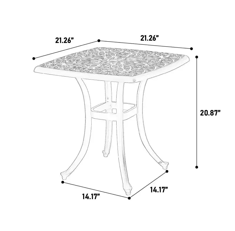 Whisen 3 Piece Patio Rustproof Furniture Sets & Outdoor Aluminum 1 Round Table and 2 Chairs with Soft Cushion