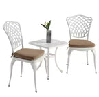 Whisen 3 Piece Patio Rustproof Furniture Sets & Outdoor Aluminum 1 Round Table and 2 Chairs with Soft Cushion