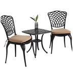 Whisen 3 Piece Patio Rustproof Furniture Sets & Outdoor Aluminum 1 Round Table and 2 Chairs with Soft Cushion