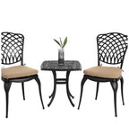 Whisen 3 Piece Patio Rustproof Furniture Sets & Outdoor Aluminum 1 Round Table and 2 Chairs with Soft Cushion