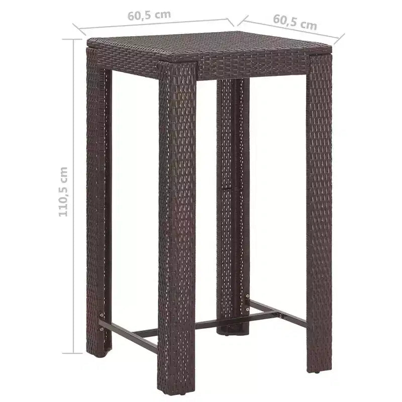 vidaXL Patio Bar Set Outdoor Bistro Set Bar Stool Bistro Table Poly Rattan