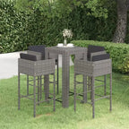 vidaXL Patio Bar Set Outdoor Bistro Set Bar Stool Bistro Table Poly Rattan