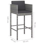 vidaXL Patio Bar Set Outdoor Bistro Set Bar Stool Bistro Table Poly Rattan