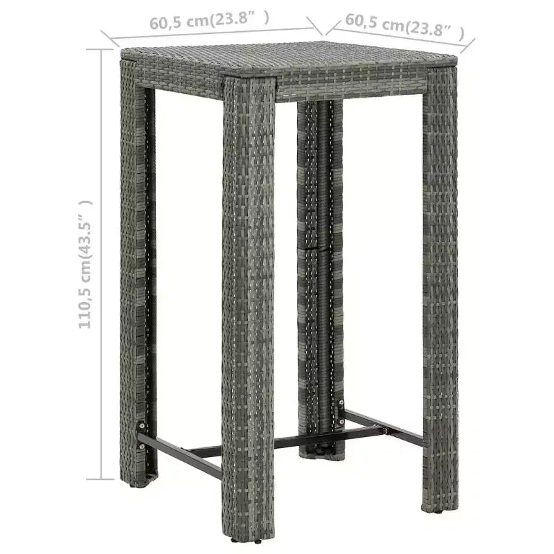 vidaXL Patio Bar Set Outdoor Bistro Set Bar Stool Bistro Table Poly Rattan