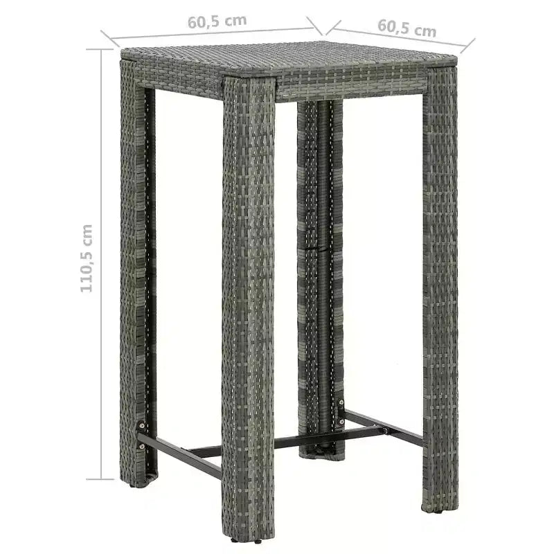 vidaXL Patio Bar Set Outdoor Bistro Set Bar Stool Bistro Table Poly Rattan