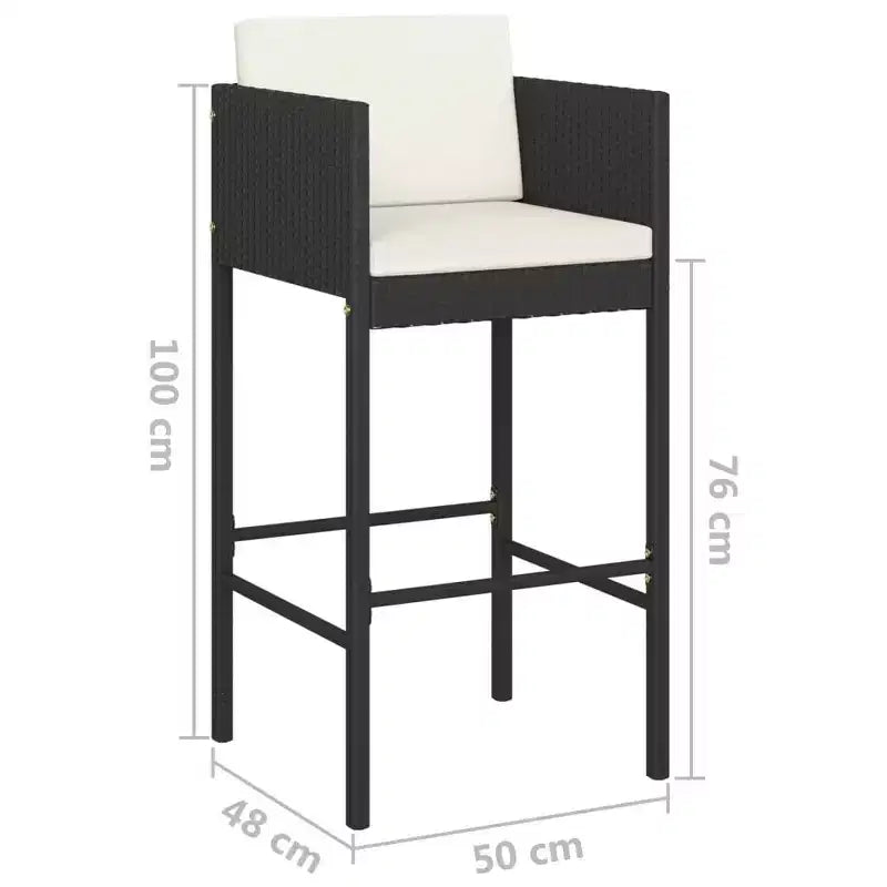 vidaXL Patio Bar Set Outdoor Bistro Set Bar Stool Bistro Table Poly Rattan