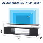 JVNOXK TV Stand for 60 Inch TV LED Gaming Entertainment Center Media Storage Console Table with Large Side Cabinet for Living Room( Black)