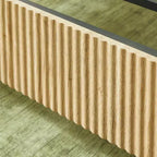 Full/Queen/King Size Wood Platform Bed Frame with Corrugated Accents - ModernLuxe