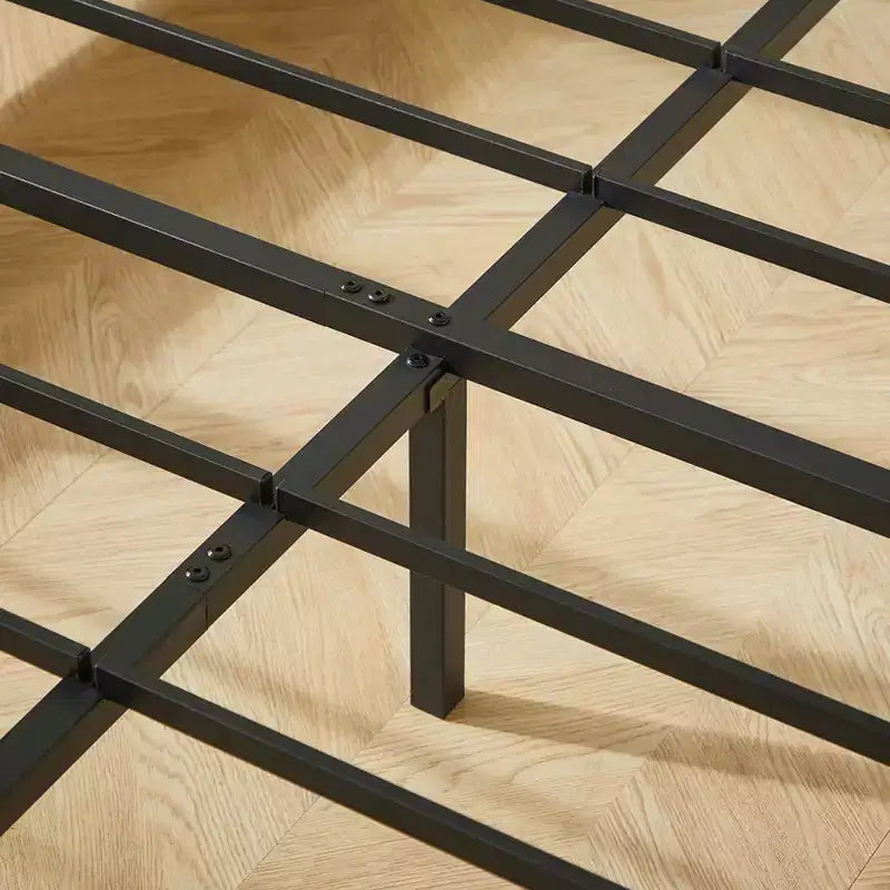 Full/Queen/King Size Wood Platform Bed Frame with Corrugated Accents - ModernLuxe