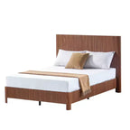 Full/Queen/King Size Wood Platform Bed Frame with Corrugated Accents - ModernLuxe