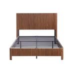 Full/Queen/King Size Wood Platform Bed Frame with Corrugated Accents - ModernLuxe