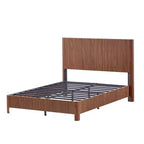 Full/Queen/King Size Wood Platform Bed Frame with Corrugated Accents - ModernLuxe