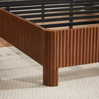 Full/Queen/King Size Wood Platform Bed Frame with Corrugated Accents - ModernLuxe