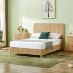Full/Queen/King Size Wood Platform Bed Frame with Corrugated Accents - ModernLuxe