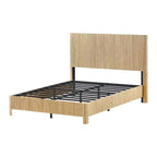 Full/Queen/King Size Wood Platform Bed Frame with Corrugated Accents - ModernLuxe